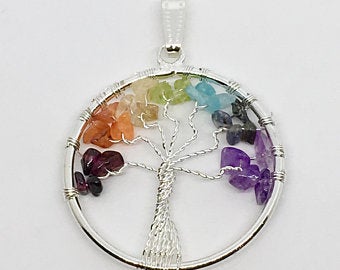 Tree of Life Necklace with Chakra Beads – Rocks and Gems Canada